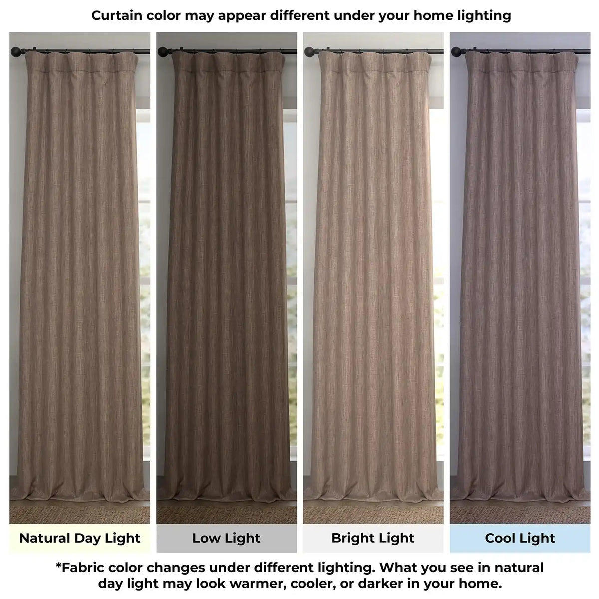 Dutch Cocoa Extra Wide Textured Faux Linen Room Darkening Curtain