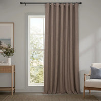 Dutch Cocoa Extra Wide Textured Faux Linen Room Darkening Curtain