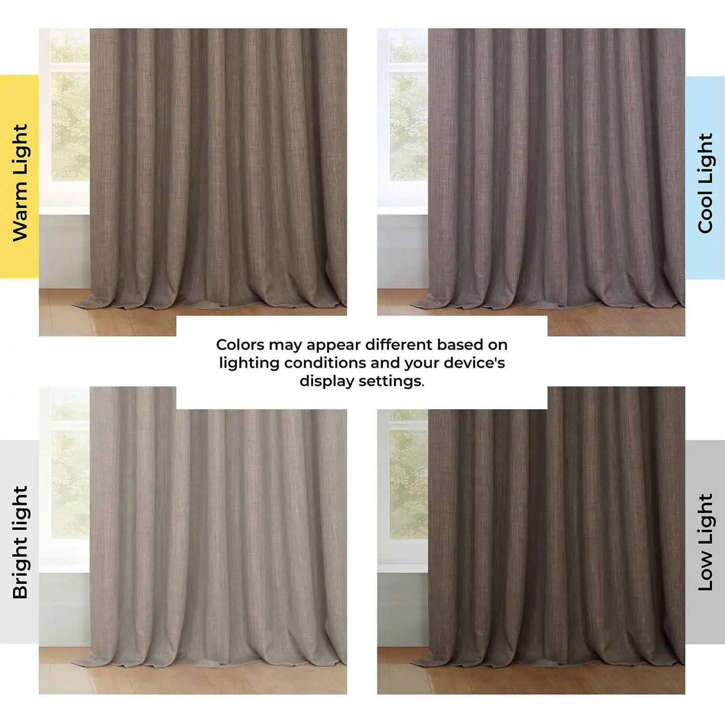 Dutch Cocoa Extra Wide Textured Faux Linen Room Darkening Curtain