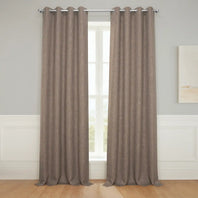 Dutch Cocoa Grommet Textured Faux Linen Room Darkening Curtain