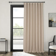 Thatched Tan Extra Wide Textured Faux Linen Room Darkening Curtain