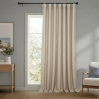 Thatched Tan Extra Wide Textured Faux Linen Room Darkening Curtain
