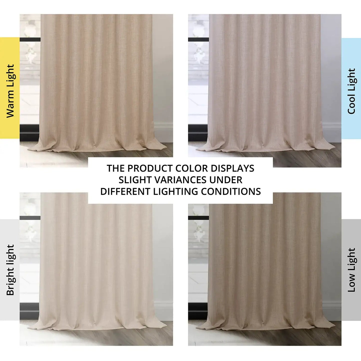 Thatched Tan Textured Faux Linen Room Darkening Curtain