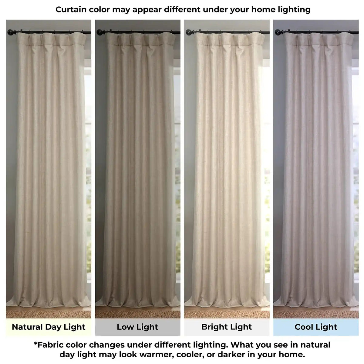 Thatched Tan Textured Faux Linen Room Darkening Curtain