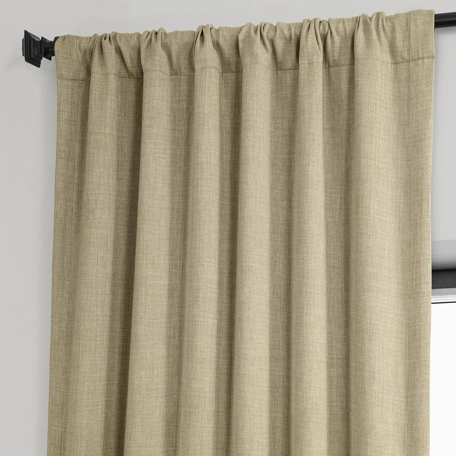 Thatched Tan Textured Faux Linen Room Darkening Curtain - HalfPriceDrapes.com