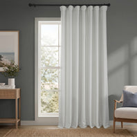 Oyster Mist Extra Wide Textured Faux Linen Room Darkening Curtain