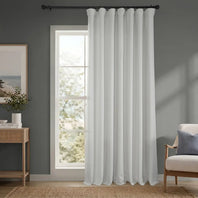 Oyster Mist Extra Wide Textured Faux Linen Room Darkening Curtain