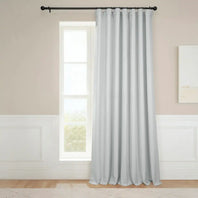 Oyster Mist Extra Wide Textured Faux Linen Room Darkening Curtain