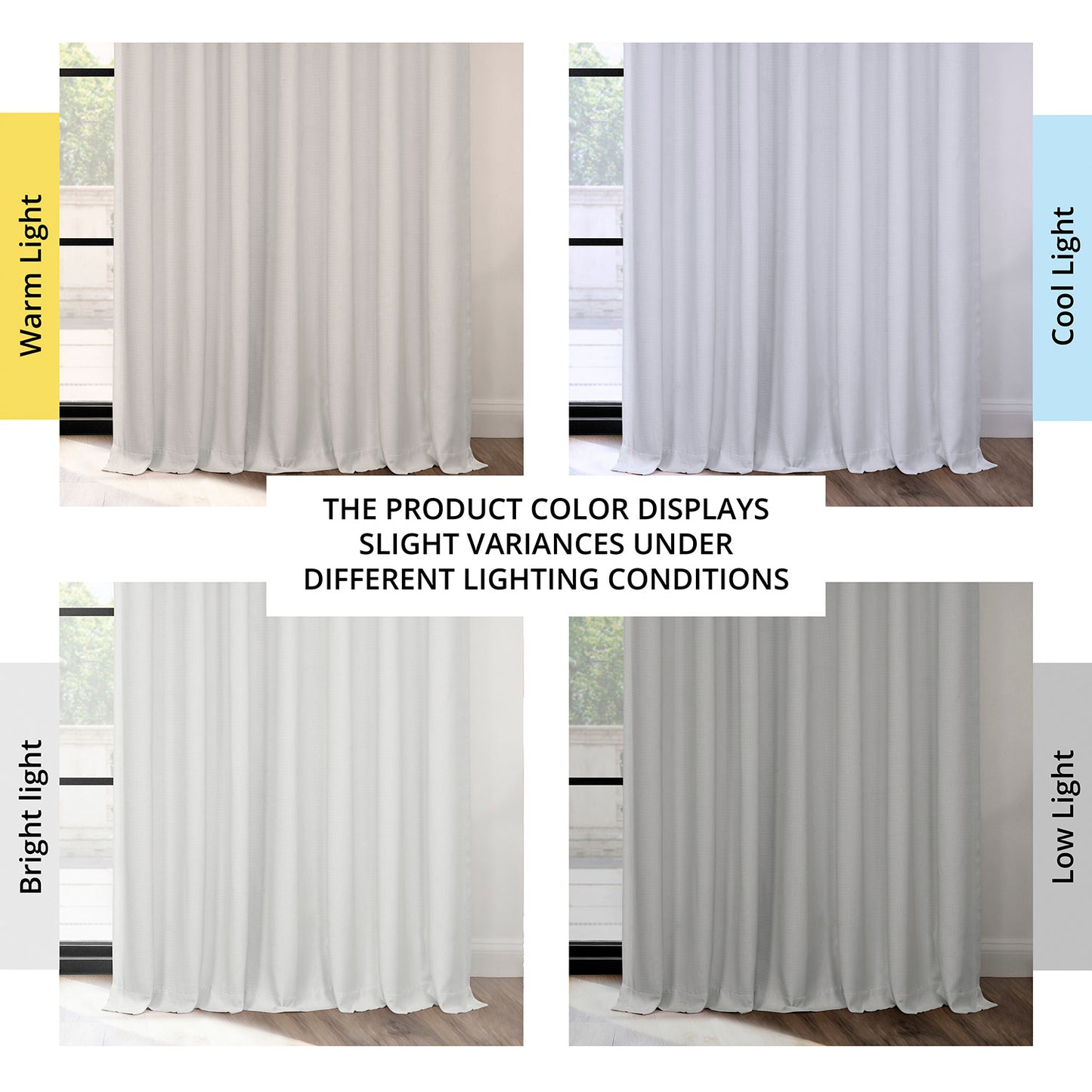 Oyster Extra Wide Textured Faux Linen Room Darkening Curtain