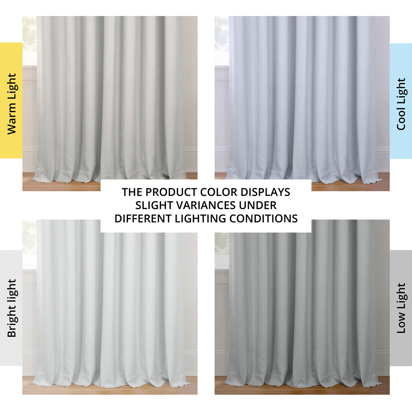 Oyster Extra Wide Textured Faux Linen Room Darkening Curtain