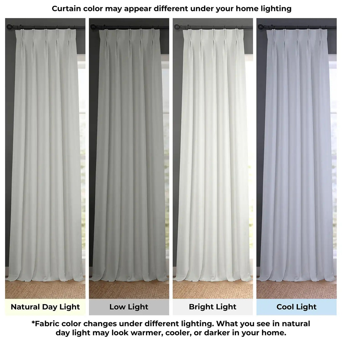 Oyster Mist Pinch Pleat Textured Faux Linen Room Darkening Curtain
