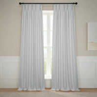 Oyster Pinch Pleat Textured Faux Linen Room Darkening Curtain