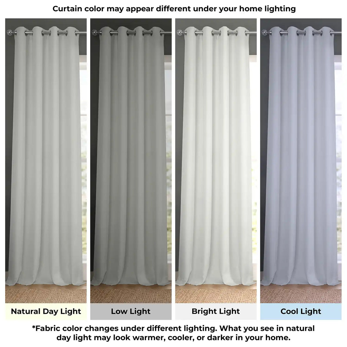 Oyster Mist Grommet Textured Faux Linen Room Darkening Curtain