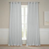 Oyster Mist Grommet Textured Faux Linen Room Darkening Curtain