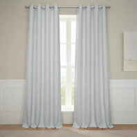 Oyster Mist Grommet Textured Faux Linen Room Darkening Curtain