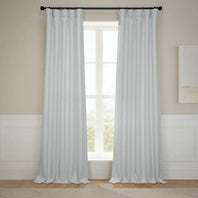 Oyster Mist Textured Faux Linen Room Darkening Curtain
