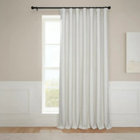 Birch Taupe Extra Wide Textured Faux Linen Room Darkening Curtain