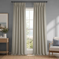 Oatmeal Pinch Pleat Textured Faux Linen Room Darkening Curtain