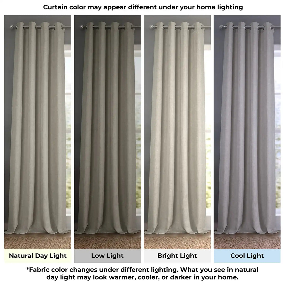 Oatmeal Grommet Textured Faux Linen Room Darkening Curtain