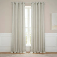 Oatmeal Grommet Textured Faux Linen Room Darkening Curtain