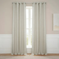 Oatmeal Grommet Textured Faux Linen Room Darkening Curtain