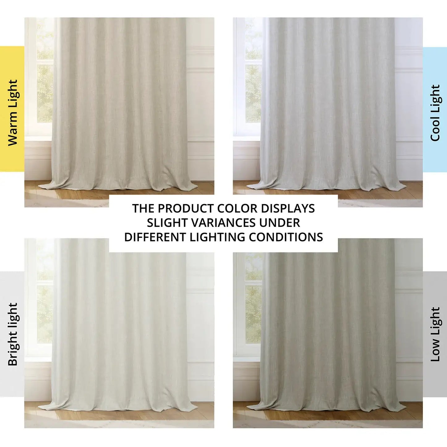 Oatmeal Grommet Textured Faux Linen Room Darkening Curtain
