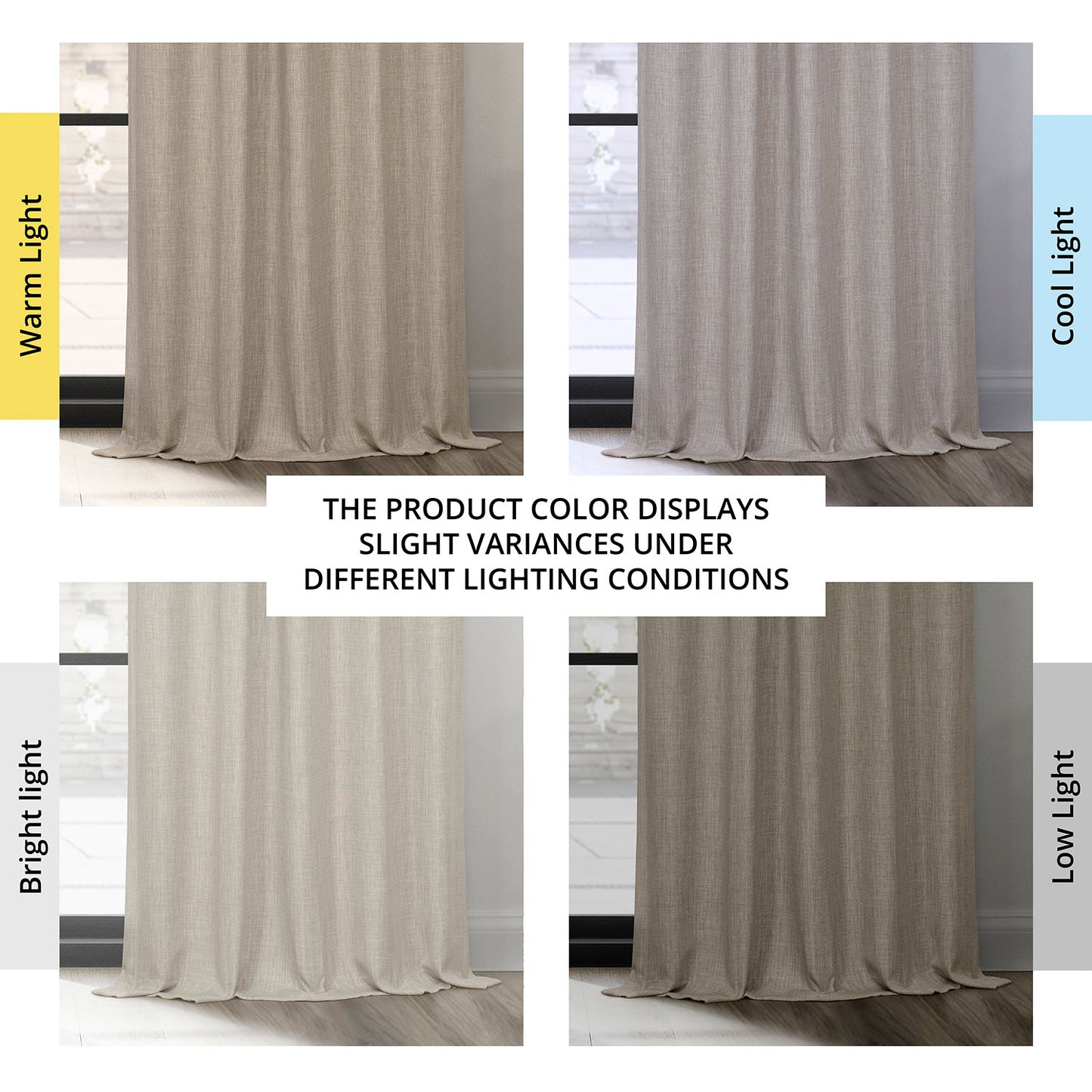 Oatmeal Grommet Textured Faux Linen Room Darkening Curtain