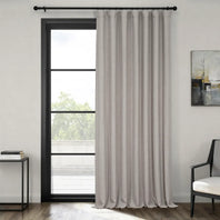 Clay Extra Wide Textured Faux Linen Room Darkening Curtain