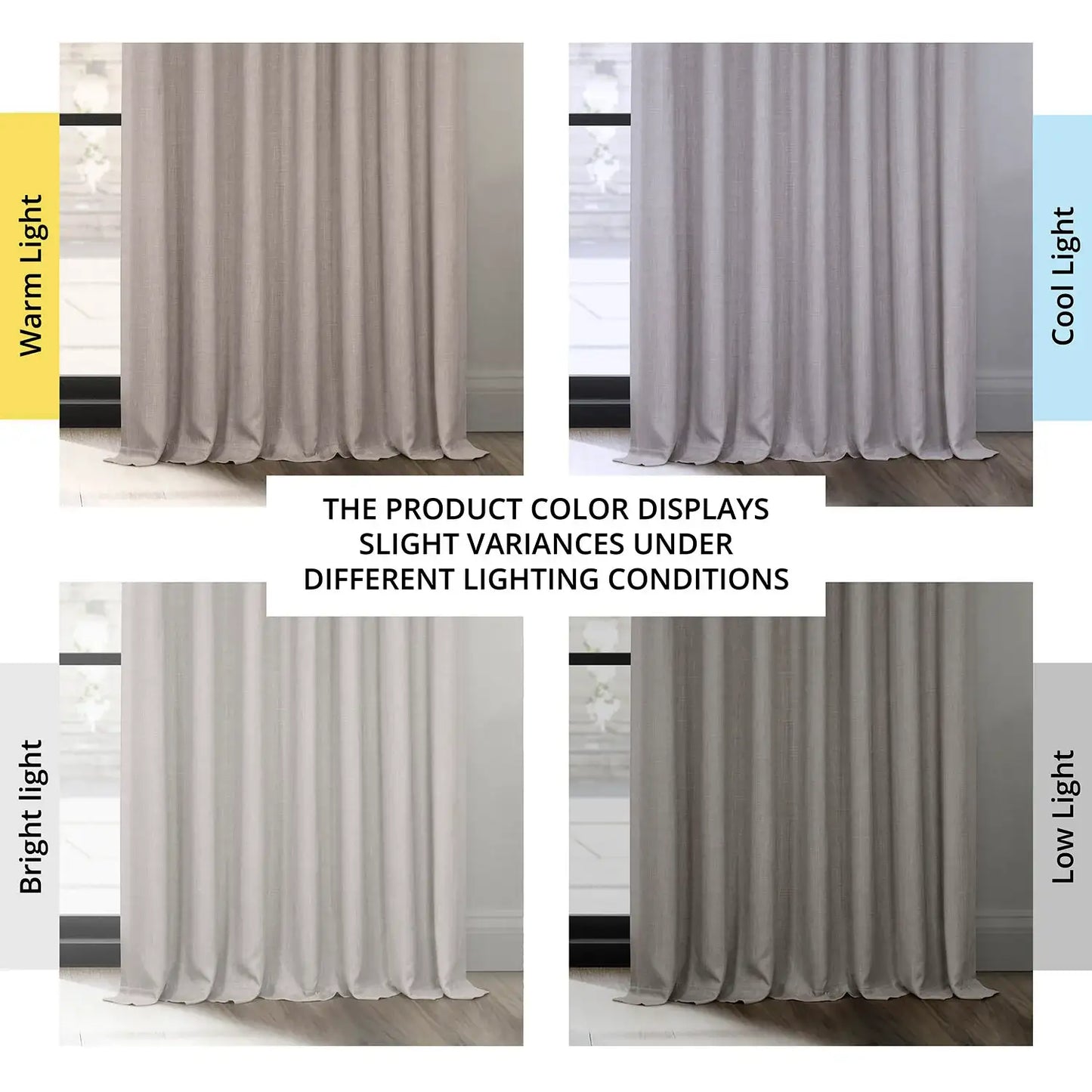 Clay Extra Wide Textured Faux Linen Room Darkening Curtain