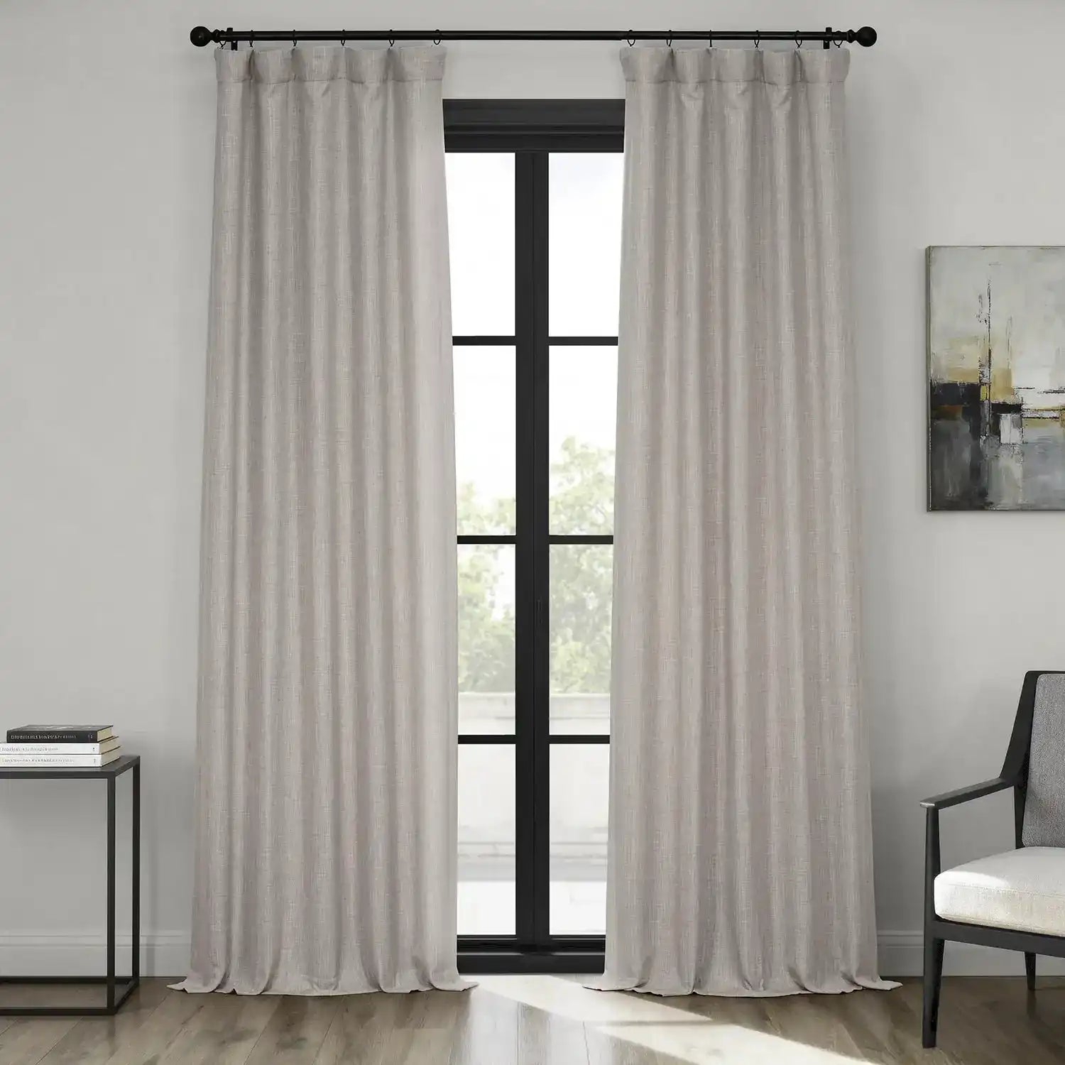 Clay Textured Faux Linen Room Darkening Curtain | Half Price