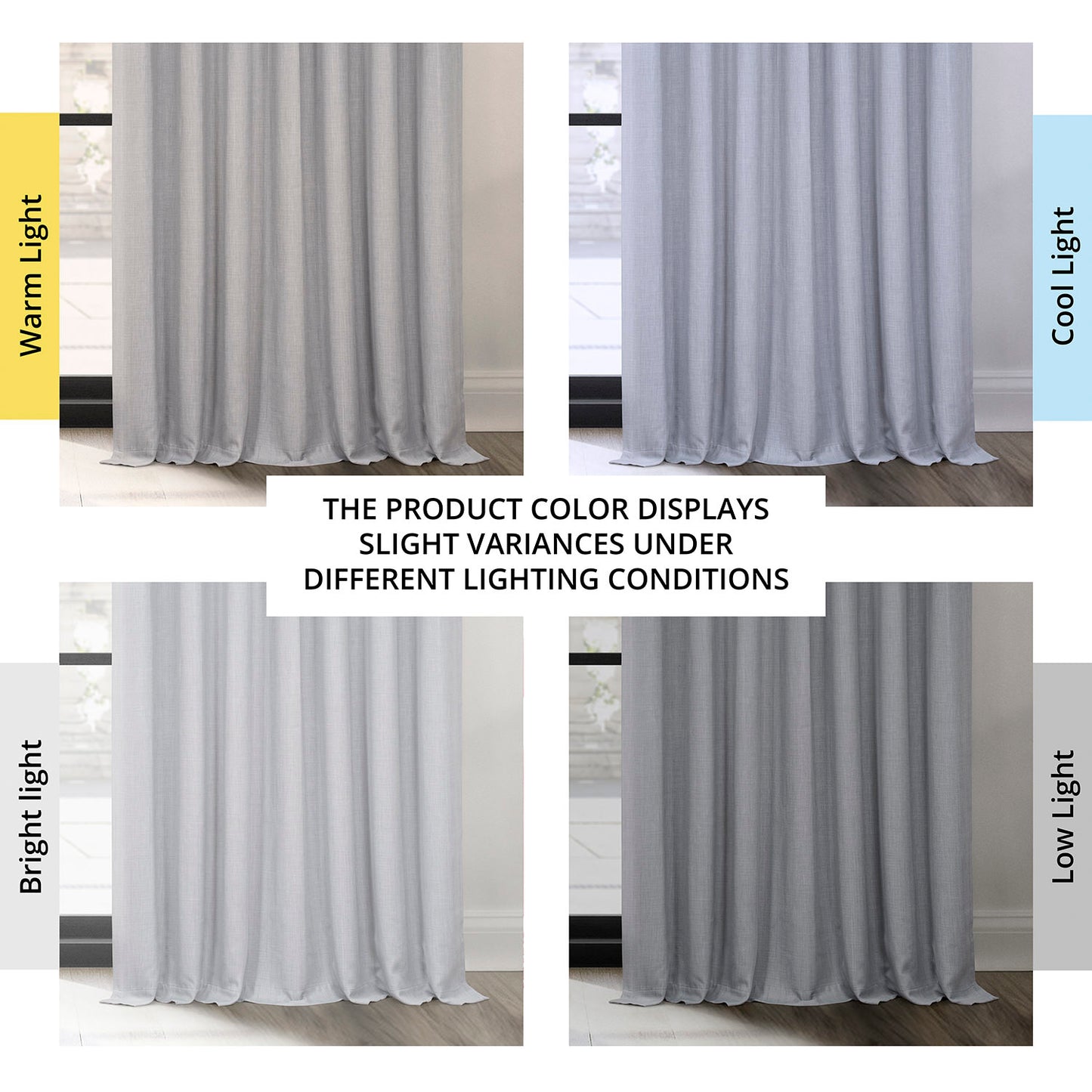 Heather Grey Extra Wide Textured Faux Linen Room Darkening Curtain