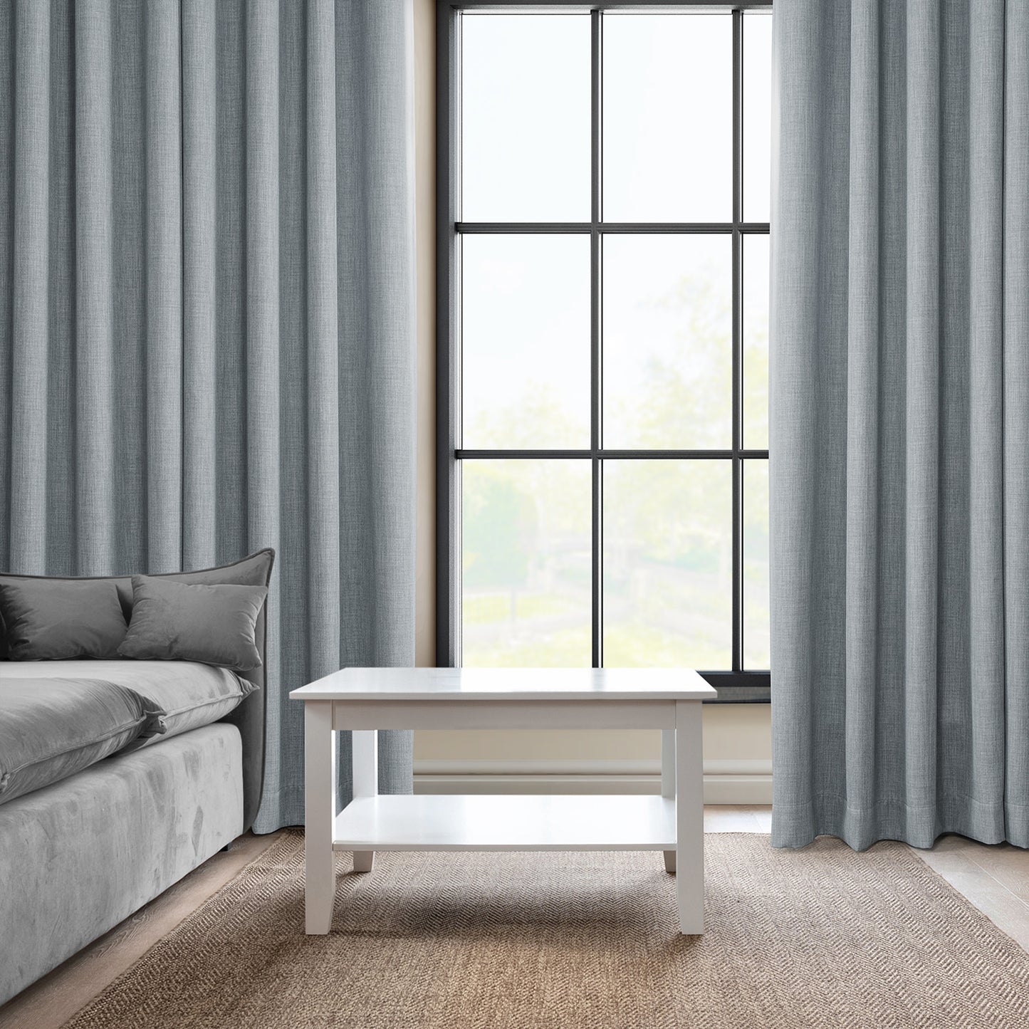 Heather Grey Textured Faux Linen Custom Curtain