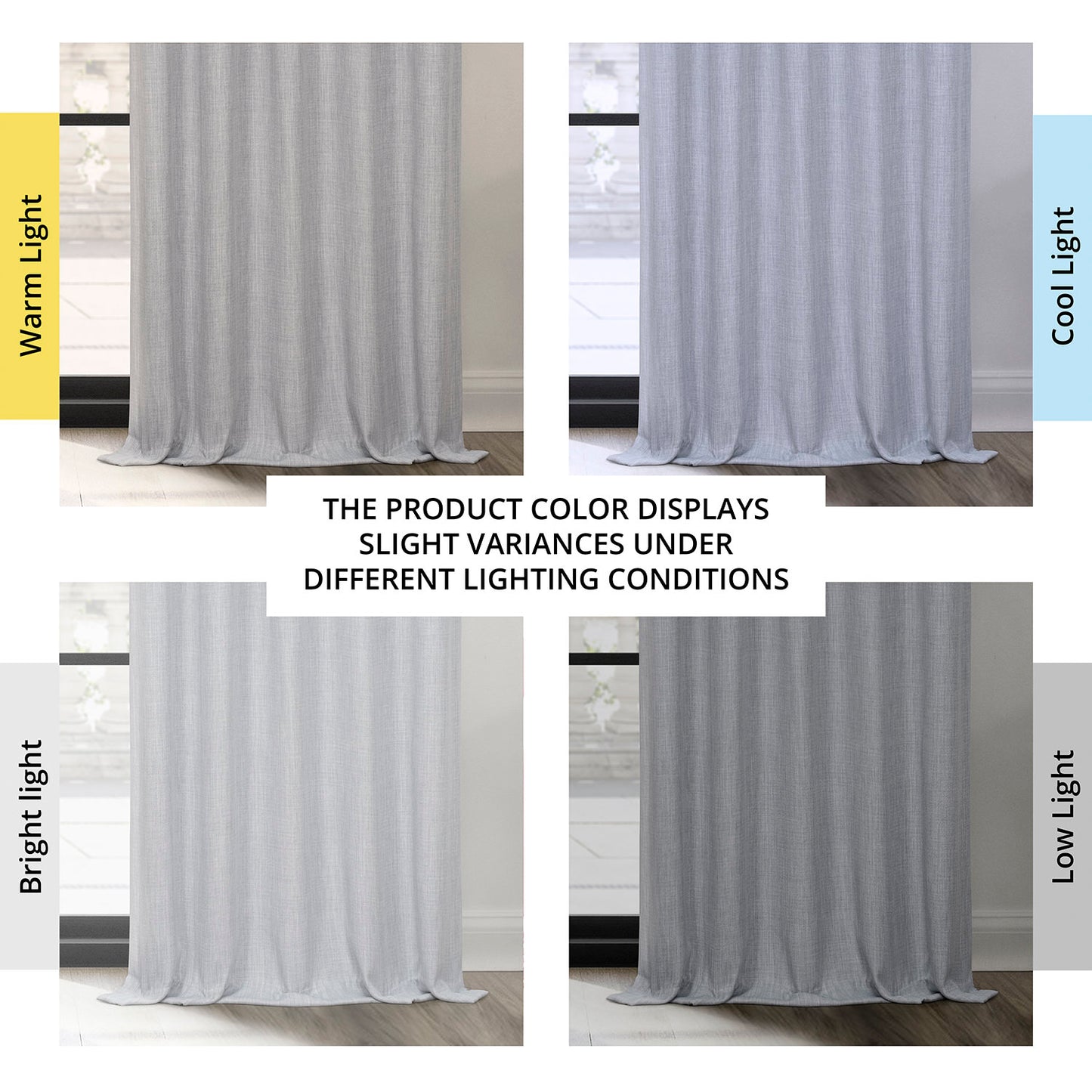 Heather Grey Grommet Textured Faux Linen Room Darkening Curtain