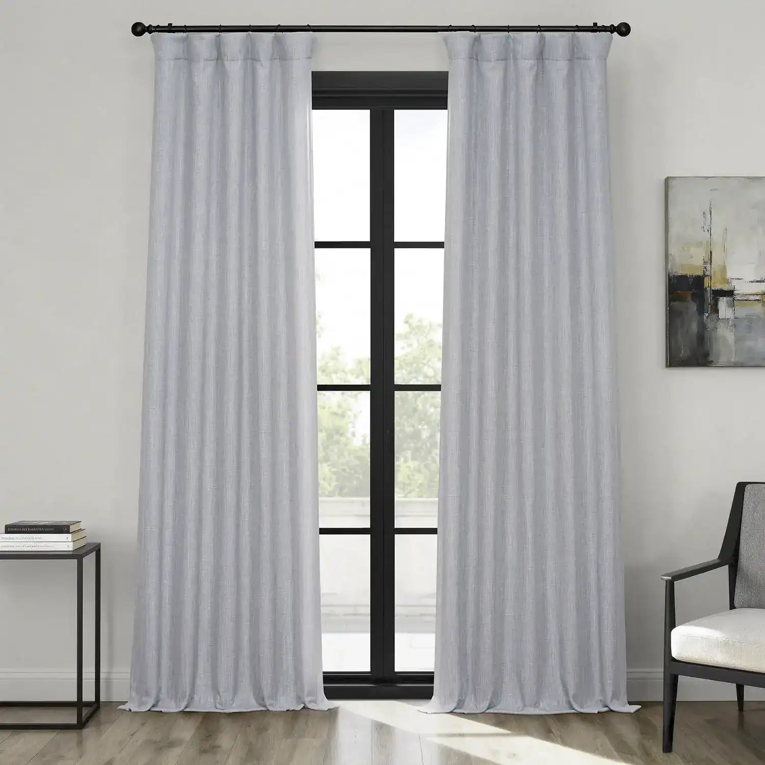 Lot De 2 Rideaux Pottery Barn Thea - Tissu Lin/coton Gris Multicolore - 50" X 96" - Filtre Lumière - Neufs