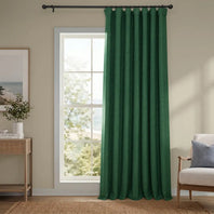 Key Green Extra Wide Textured Faux Linen Room Darkening Curtain