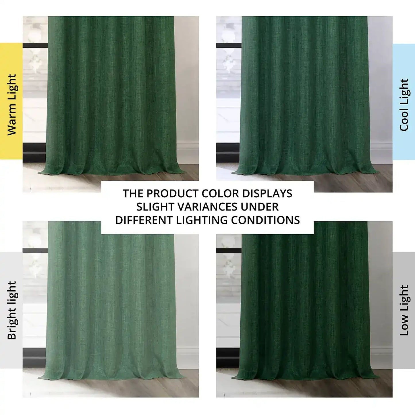 Key Green Grommet Textured Faux Linen Room Darkening Curtain