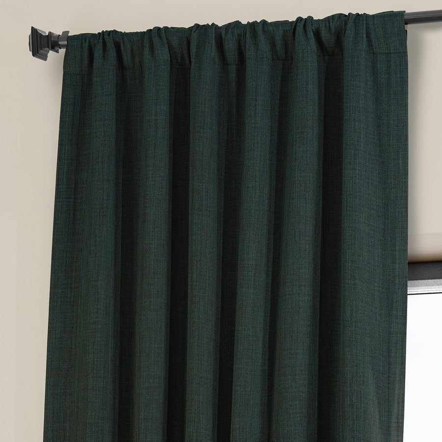 Focal Green Textured Faux Linen Room Darkening Curtain - HalfPriceDrapes.com