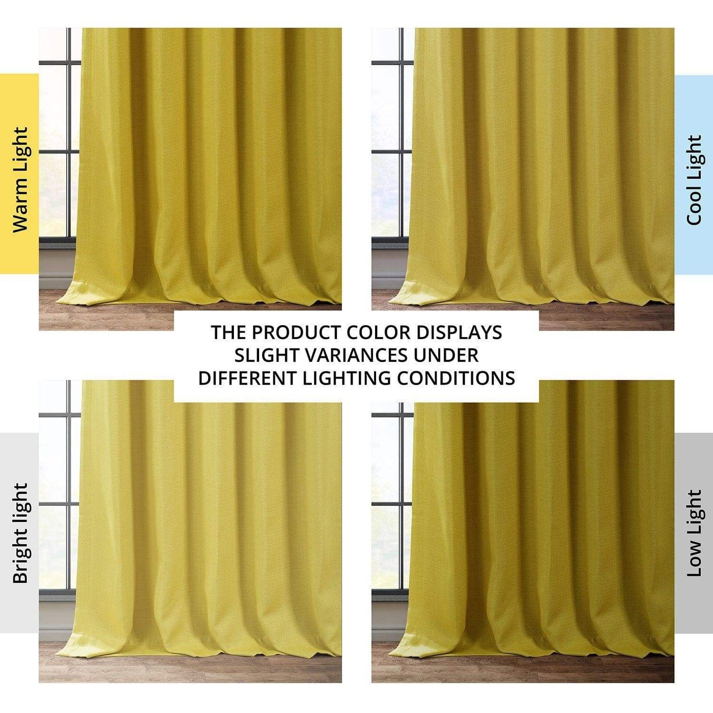 Ochre Textured Faux Linen Room Darkening Curtain - HalfPriceDrapes.com