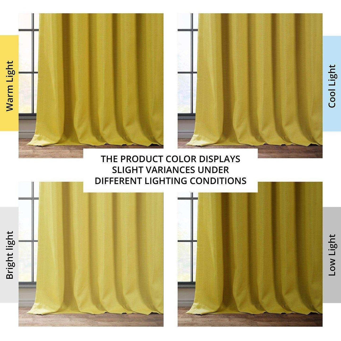 Ochre Textured Faux Linen Room Darkening Curtain - HalfPriceDrapes.com