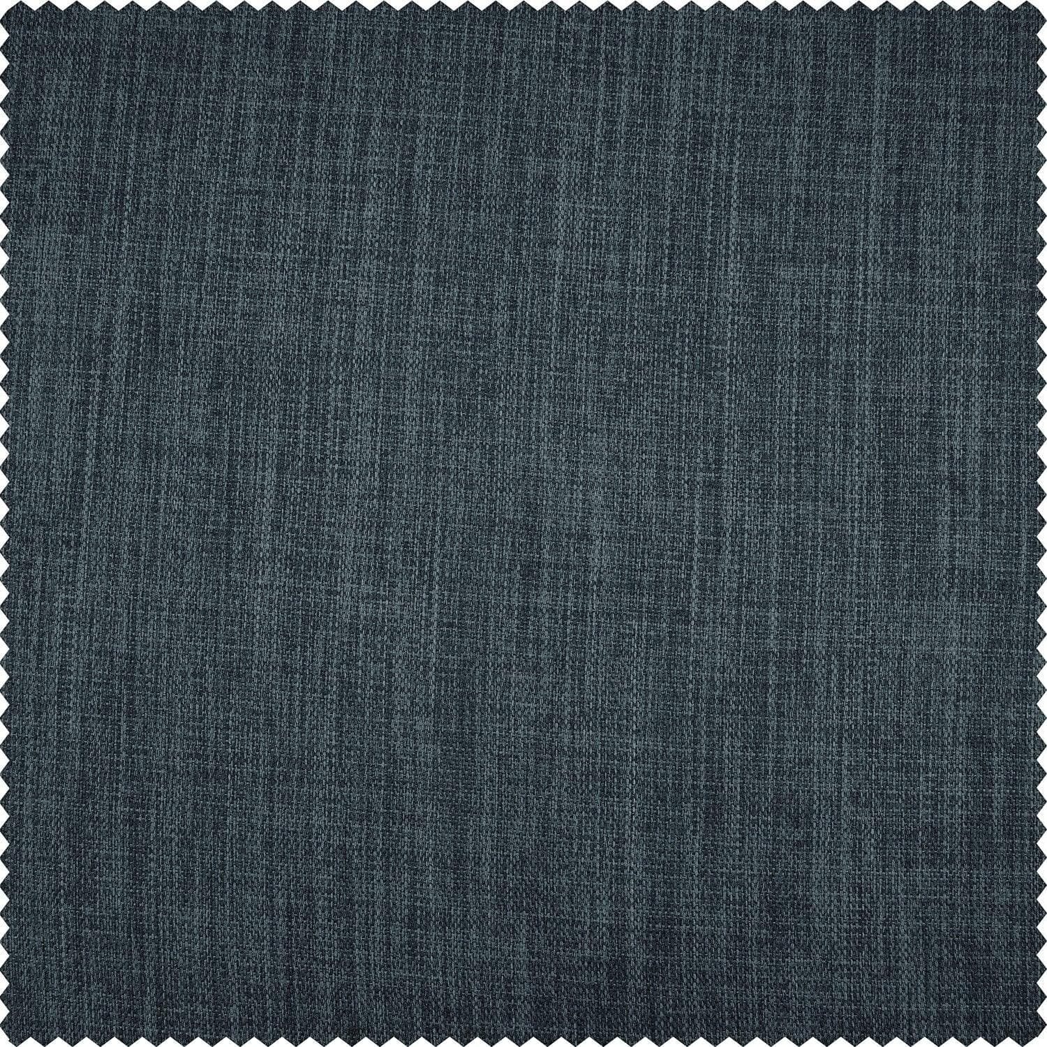 Reverie Blue Textured Faux Linen Custom Curtain
