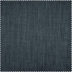 Reverie Blue Textured Faux Linen Custom Curtain