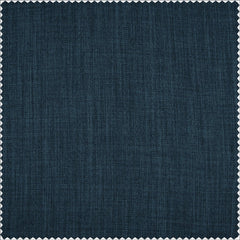 Story Blue Textured Faux Linen Custom Curtain