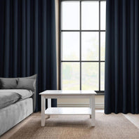 Nightfall Navy Textured Faux Linen Custom Curtain - HalfPriceDrapes.com