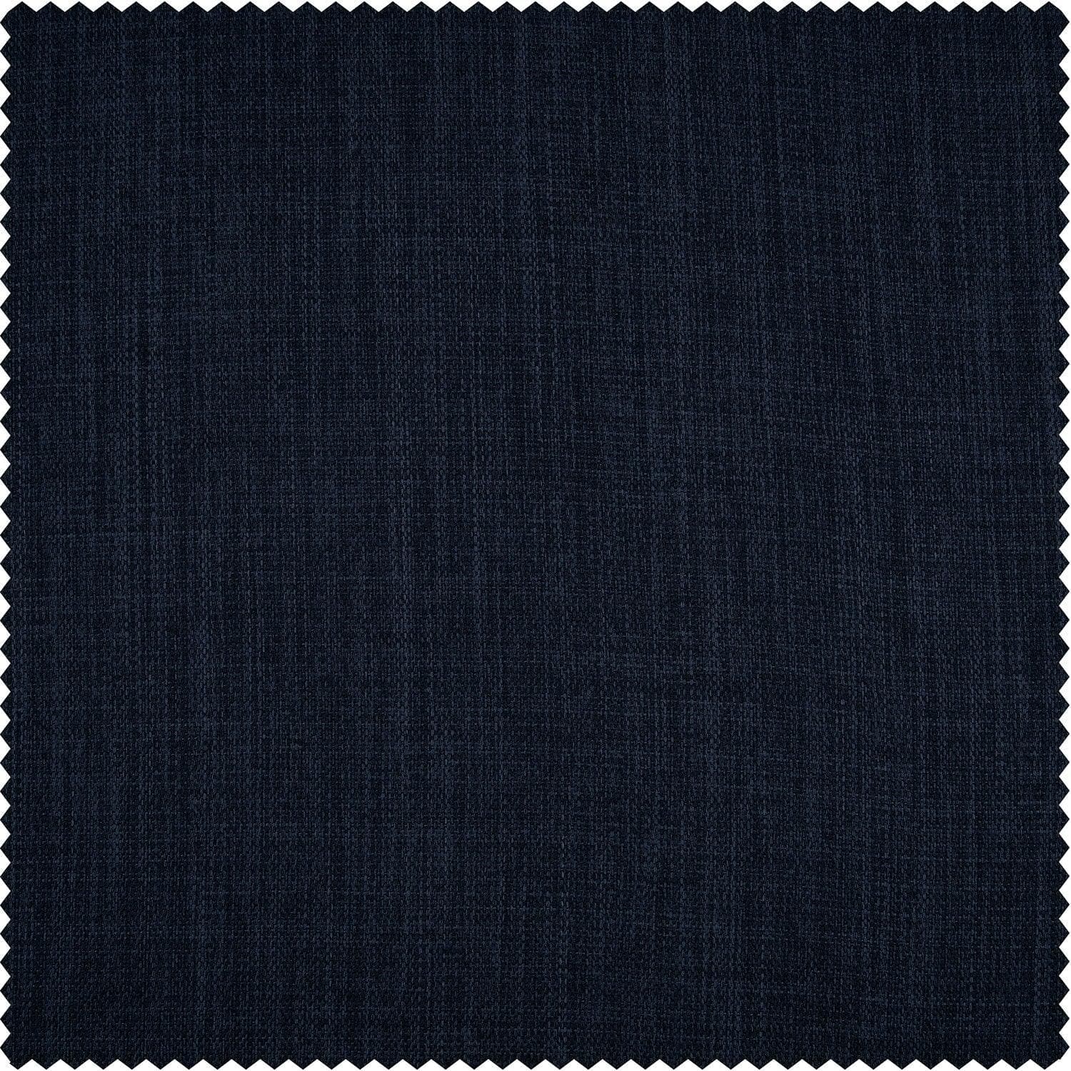 Nightfall Navy Textured Faux Linen Custom Curtain