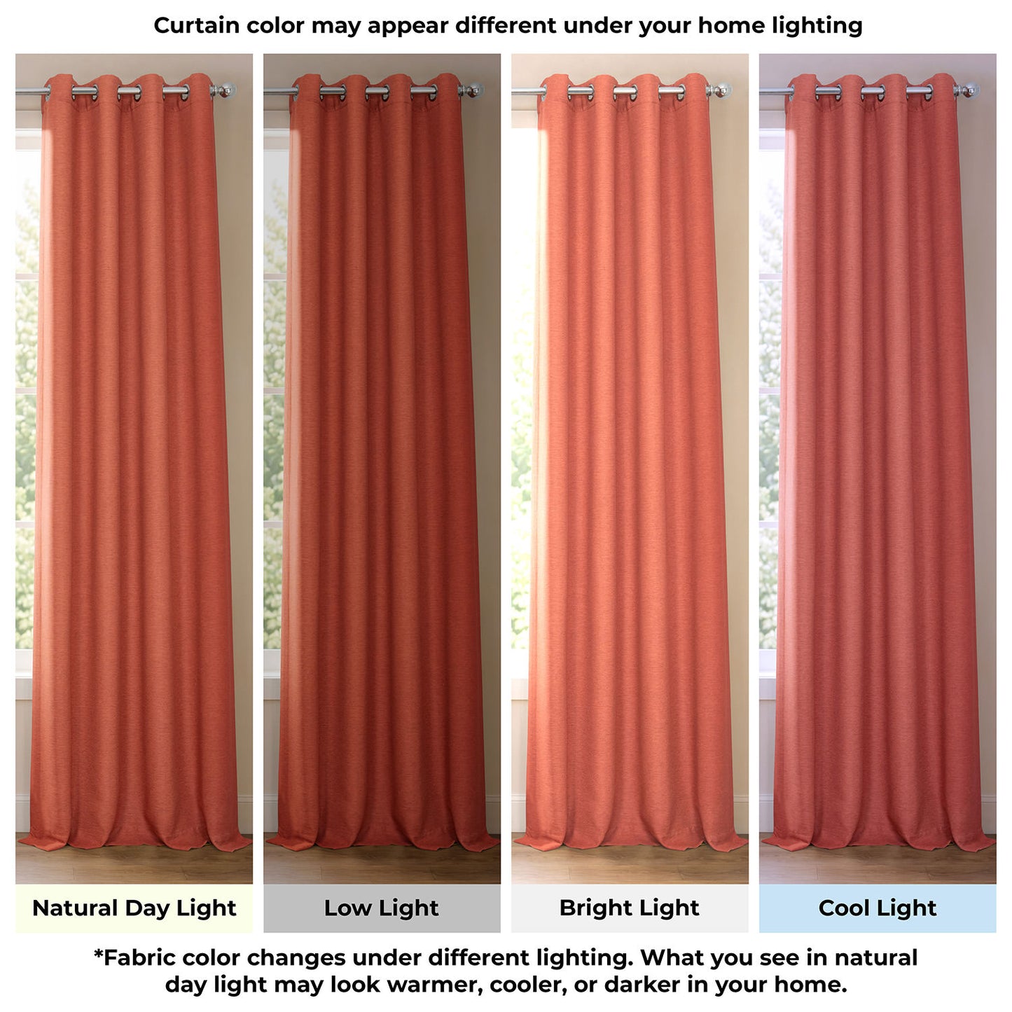 Persimmon Grommet Bellino Textured Faux Linen Room Darkening Curtain