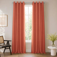 Persimmon Grommet Bellino Textured Faux Linen Room Darkening Curtain