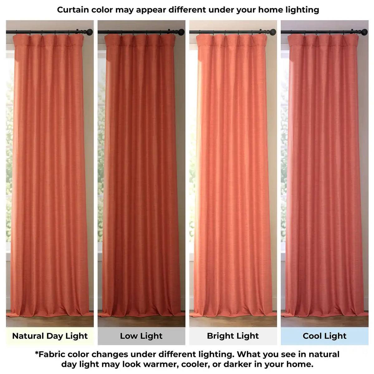 Persimmon Bellino Textured Faux Linen Room Darkening Curtain