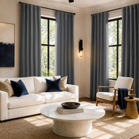Smoked Truffle Bellino Textured Faux Linen Room Darkening Curtain