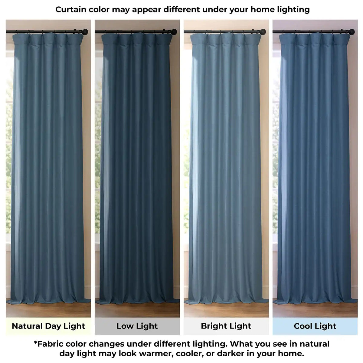 Wild Blue Bellino Textured Faux Linen Room Darkening Curtain