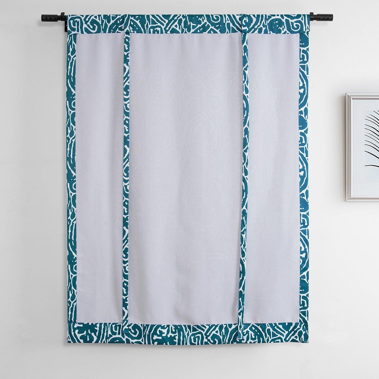 Abstract Teal Tie-Up Window Shade - HalfPriceDrapes.com